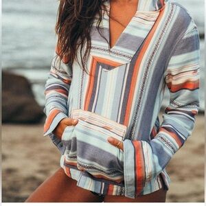 Faherty Baha hoodie poncho pullover stripe Top